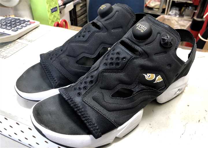 リーボックのポンプフリューリーのカカトゴム交換修理、5