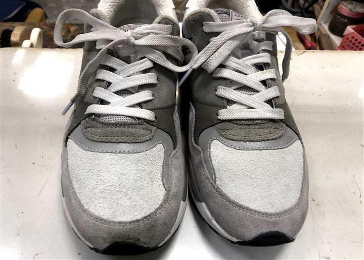 ラルフローレンのスニーカーのメッシュ穴あき修理、4