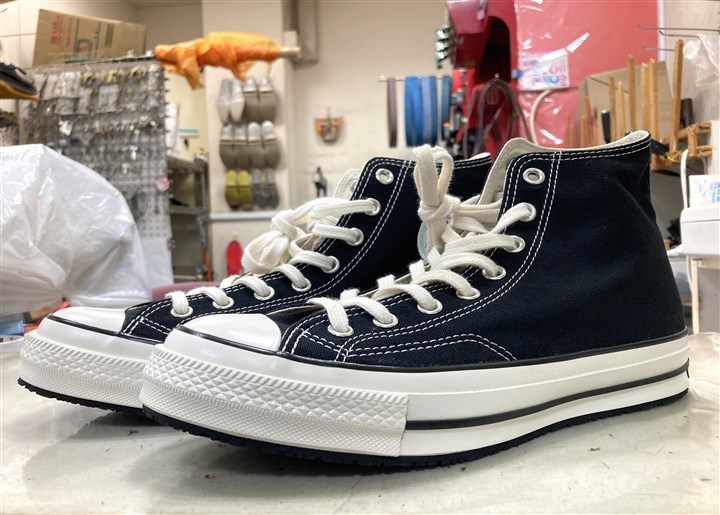 「ビブラムスカルソールでソール補強修理事例」コンバースCT70（アフター）