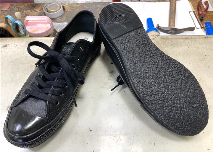 「新品のうちにソール補強修理事例」コンバース（アフター）