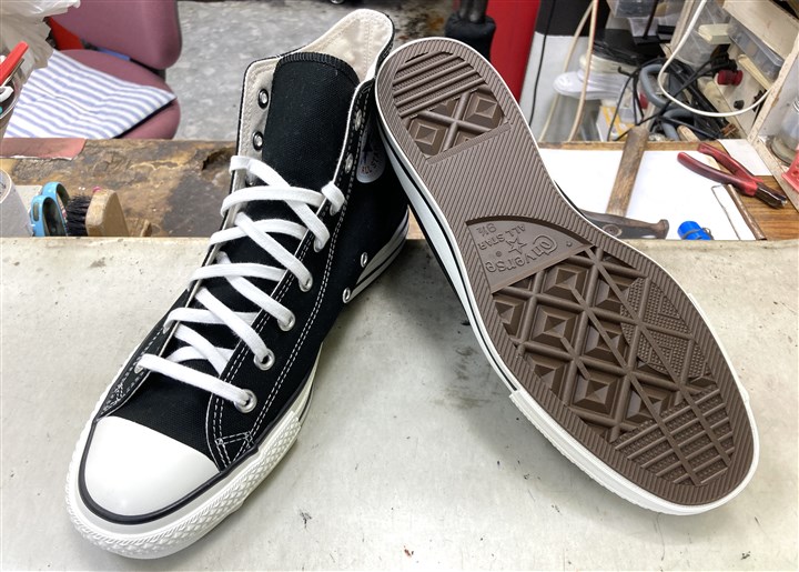 「新品のうちにソールゴム裏張り」コンバース オールスター（ビフォー）